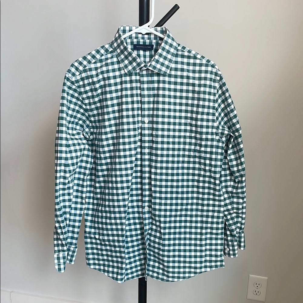 Tommy Hilfiger Green and White Casual Button Down Shirt